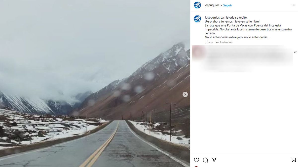 El posteo en Instagram fue hecho el 1 de septiembre del 2023, cuando reclamaron que la ruta estaba en condiciones de transitabilidad, pero estaba cerrada. El posteo en Instagram fue hecho el 1 de septiembre del 2023, cuando reclamaron que la ruta estaba en condiciones de transitabilidad, pero estaba cerrada.
