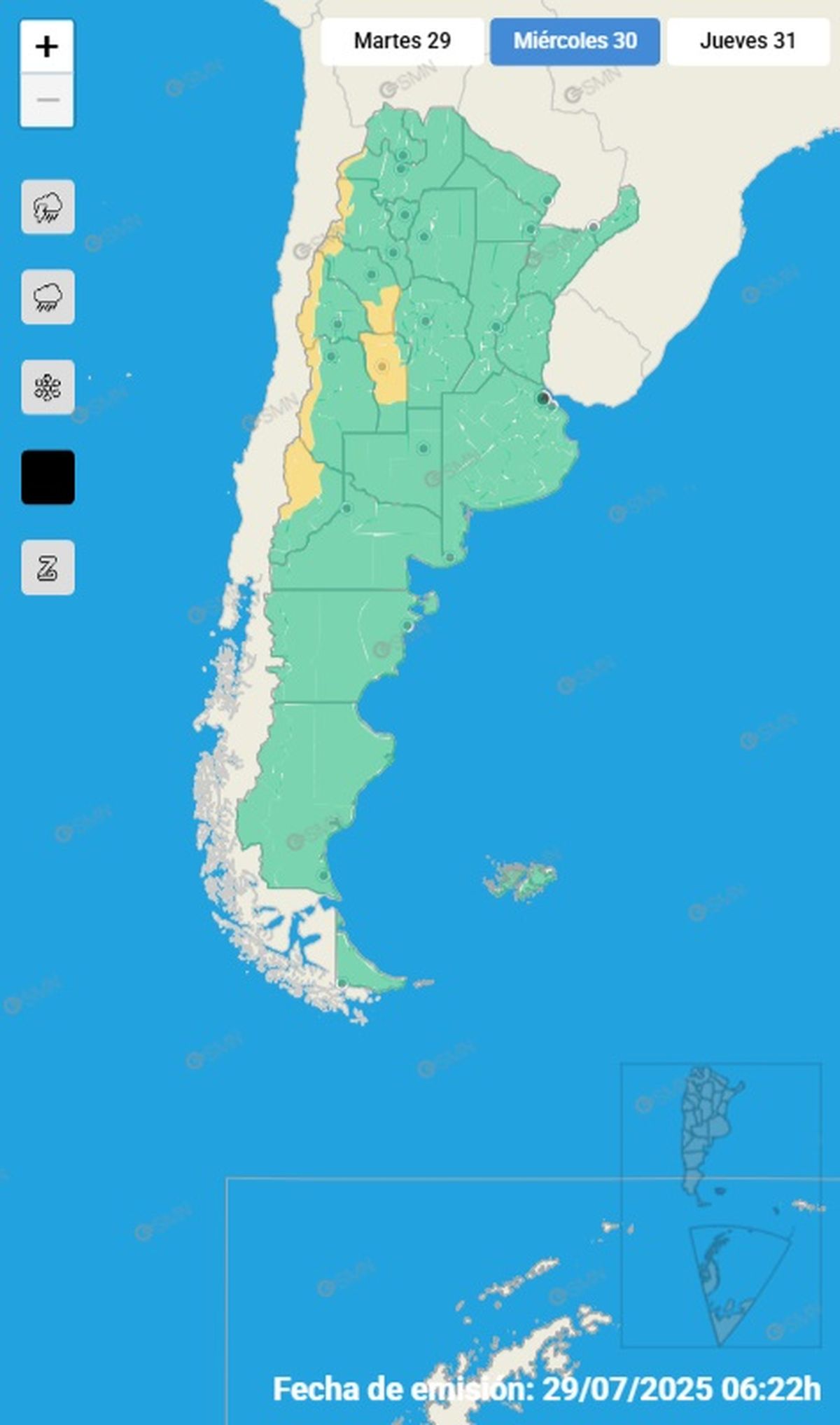 Todas estas provincias se encuentran en alerta Todas estas provincias se encuentran en alerta