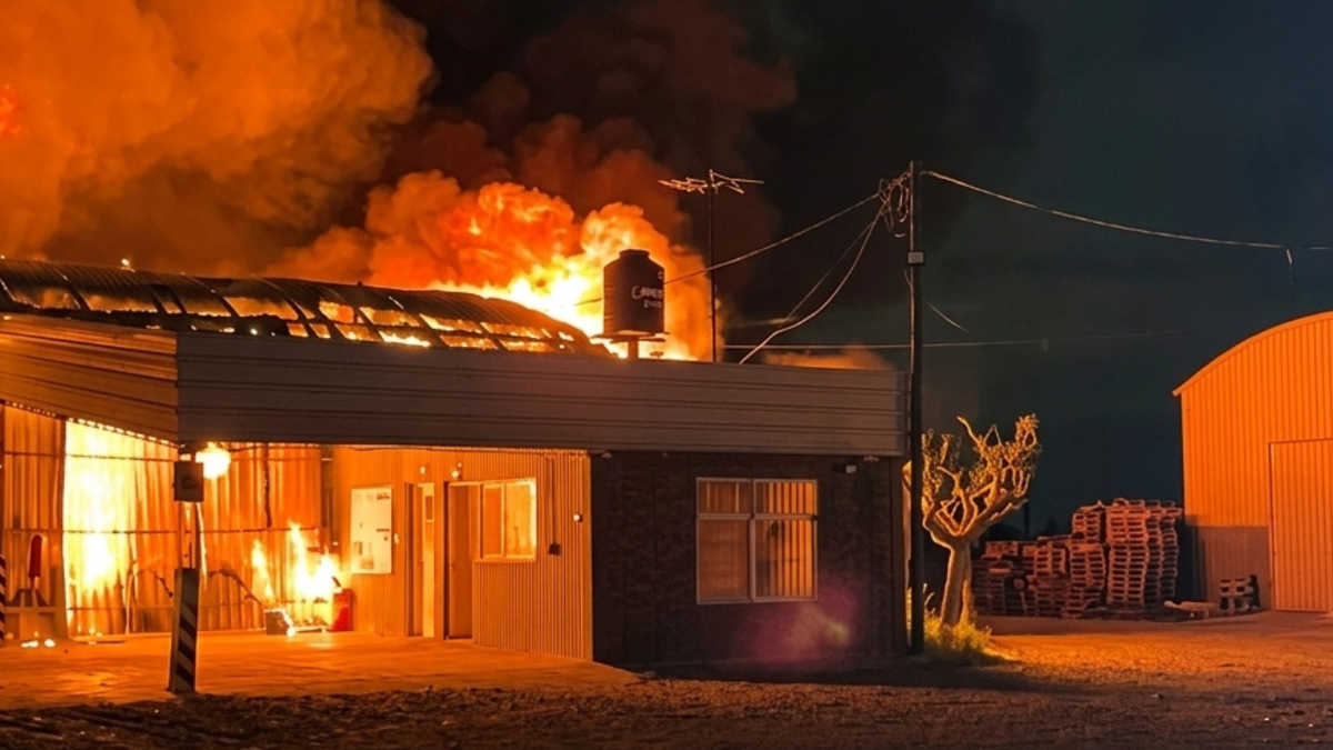Ardió una fábrica en Coquimbito y trabajan para determinar las causas del fuego