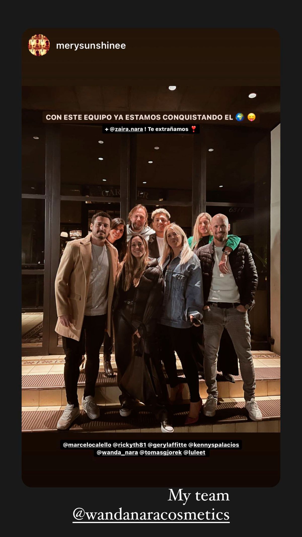 Wanda compartió en sus historias de Instagram el encuentro con su equipo de trabajo.