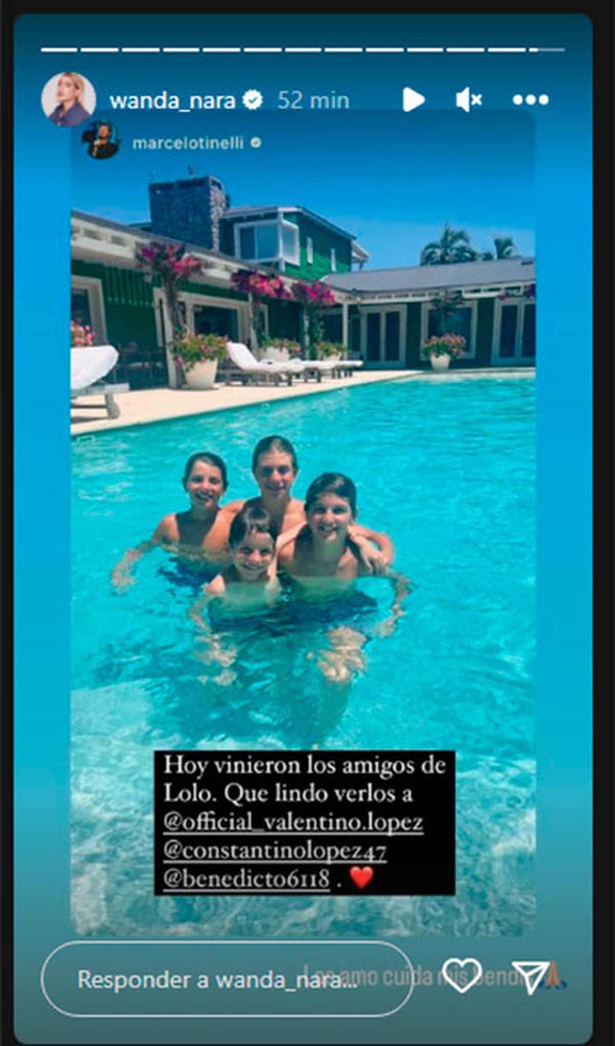 La fotos de Valentino, Benedicto y Constantino López junto a Lolo Tinelli.