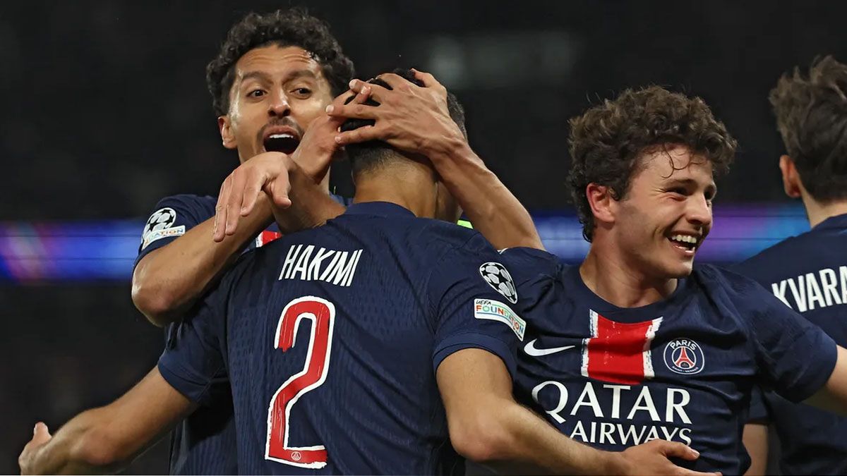 El PSG festeja uno de los goles ante el Arsenal.