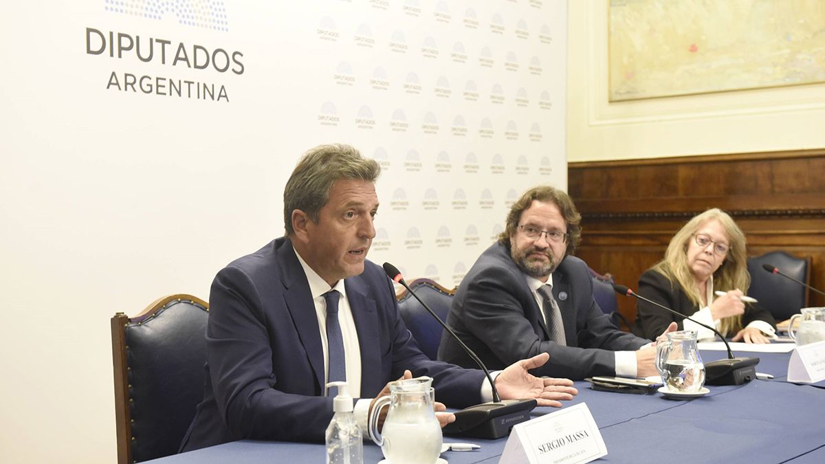 Sergio Massa y Marco Lavagna en la reunión sobre el Censo 2022 en Diputados.
