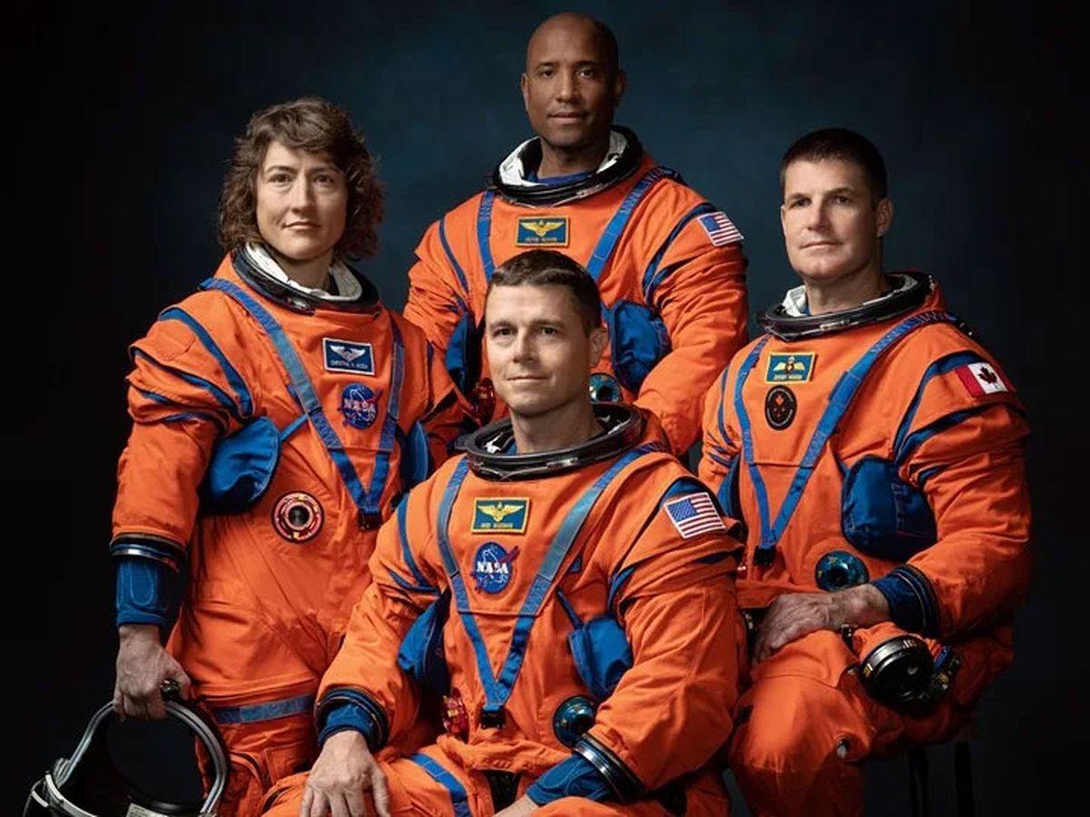 Los cuatro astronautas que irán a la órbita lunar: Reid Wiseman, Christina Koch, Victor Glover y el canadiense Jeremy Hansen. Crédito: EFE. Los cuatro astronautas que irán a la órbita lunar: Reid Wiseman, Christina Koch, Victor Glover y el canadiense Jeremy Hansen. Crédito: EFE.