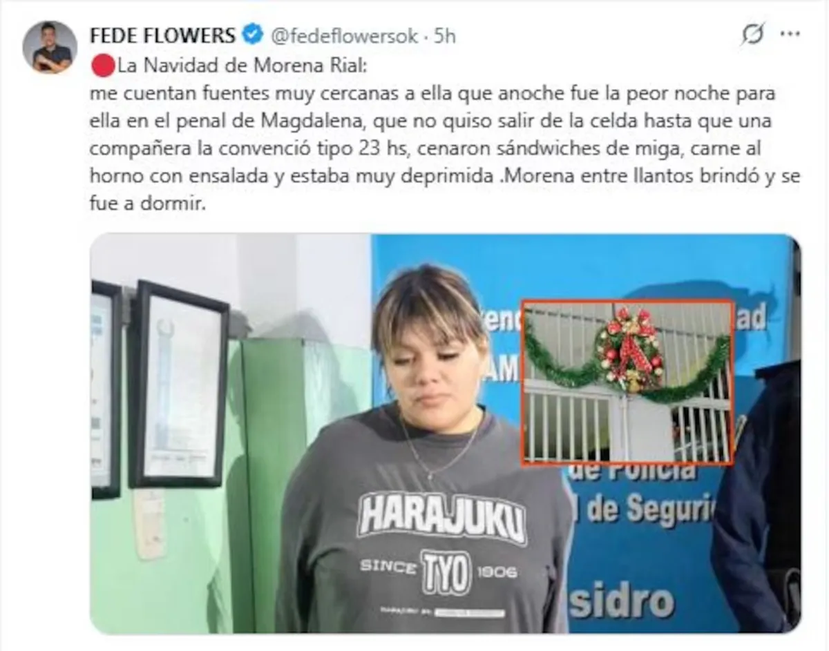 La Navidad de Morena Rial tras las rejas. La Navidad de Morena Rial tras las rejas.