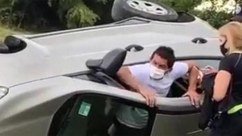 El Pulga Rodríguez socorrió a una mujer que volcó con su auto