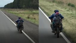 un camionero vio a un padre y su hijo viajando en moto y se quedo detras para cuidarlos
