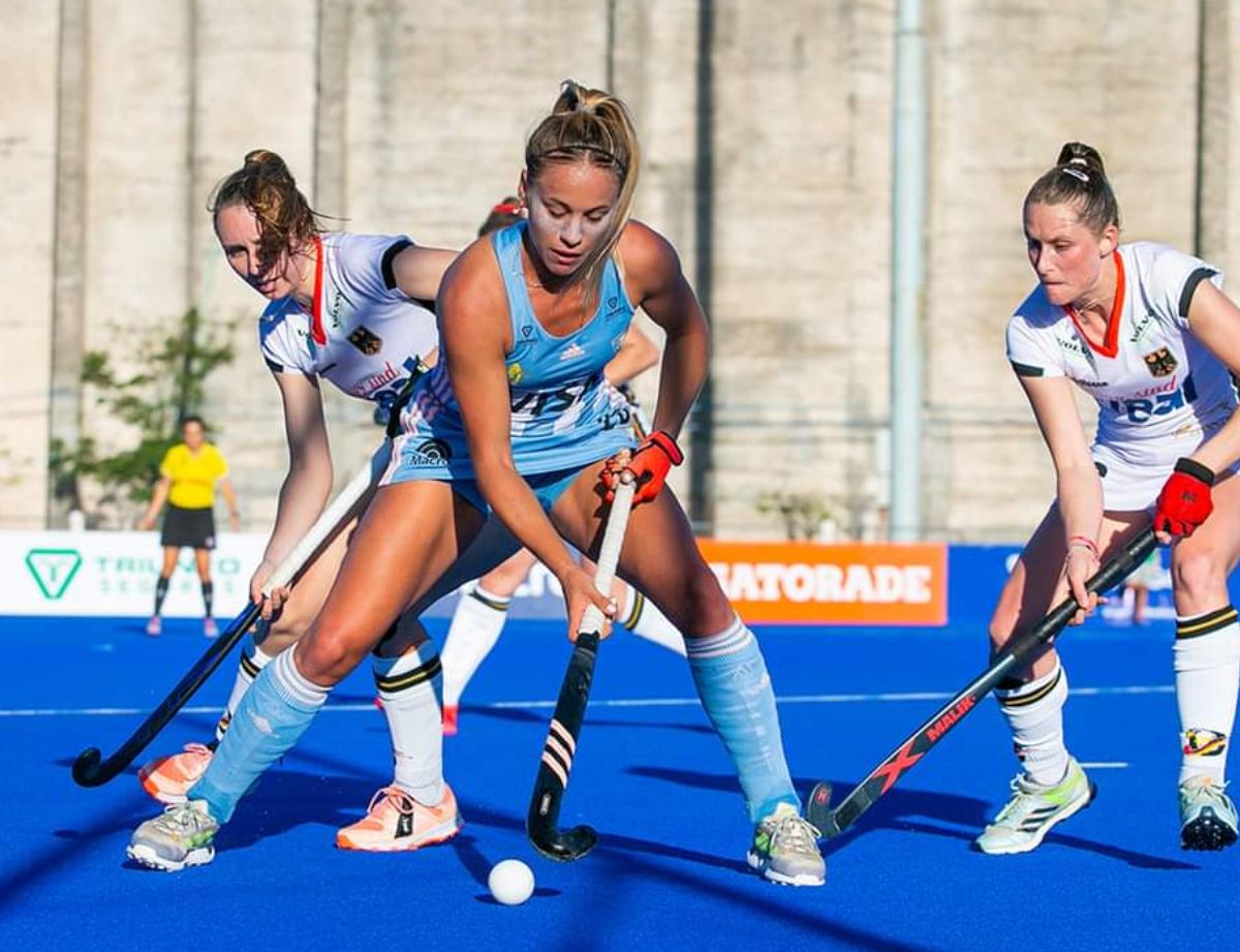 Julieta Jankunas marc&oacute; uno de los goles de Las Leonas ante Alemania.