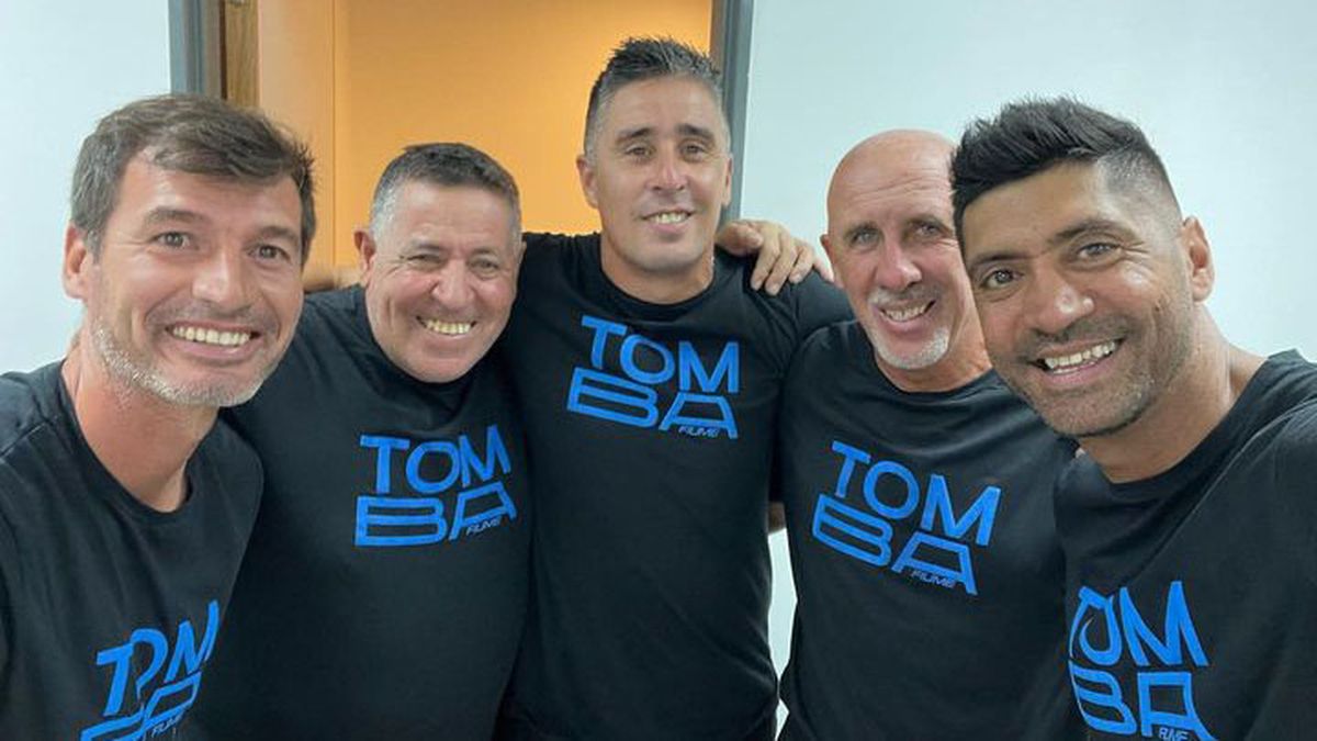 El cuerpo técnico a pleno Guillermo Franco, Marcelo Marcucci, Nelson Ibáñez, y el entrenador Daniel Oldrá