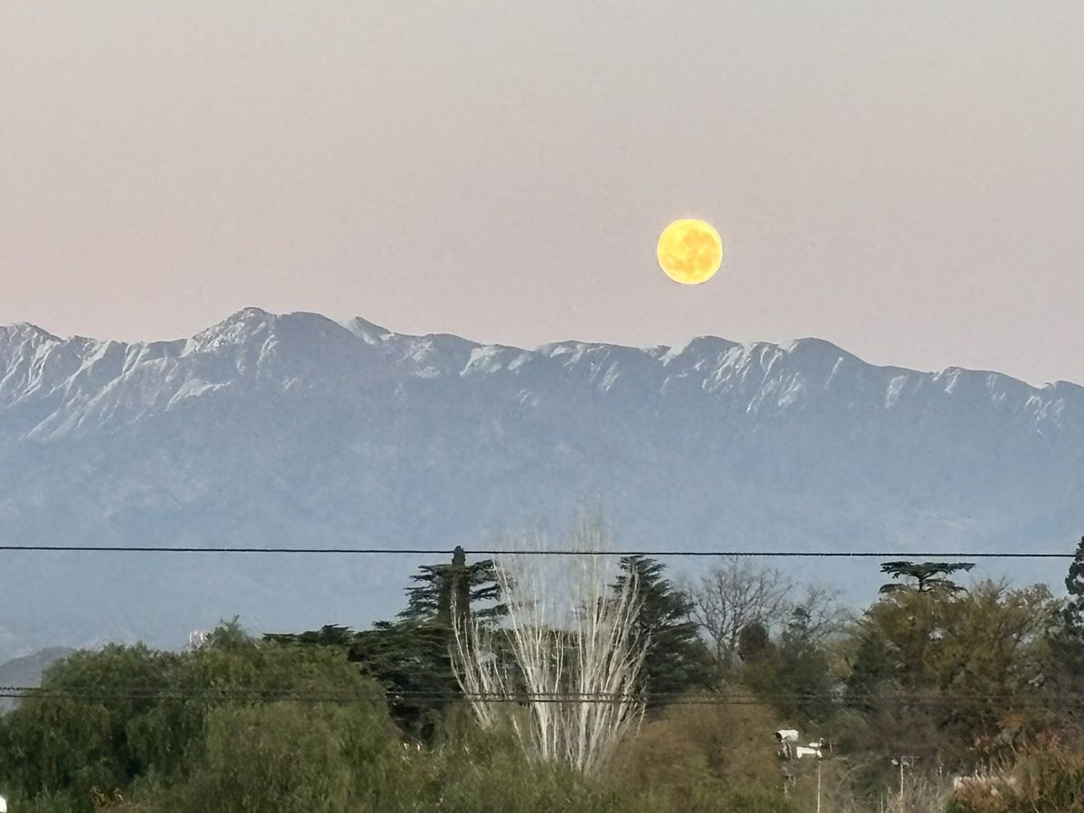 Una "luna dorada" sobre la montaña: el fenómeno astronómico se replica en Mendoza. Una "luna dorada" sobre la montaña: el fenómeno astronómico se replica en Mendoza.