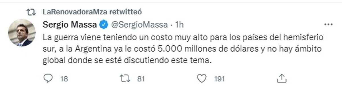 La Renovadora, que representa a los jóvenes del Frente Renovador en la provincia, destacó el discurso del ministro.