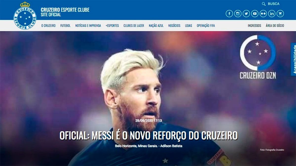 La cuenta oficial del Cruzeiro de Brasil fue hackeada anunciando la llegada de Messi