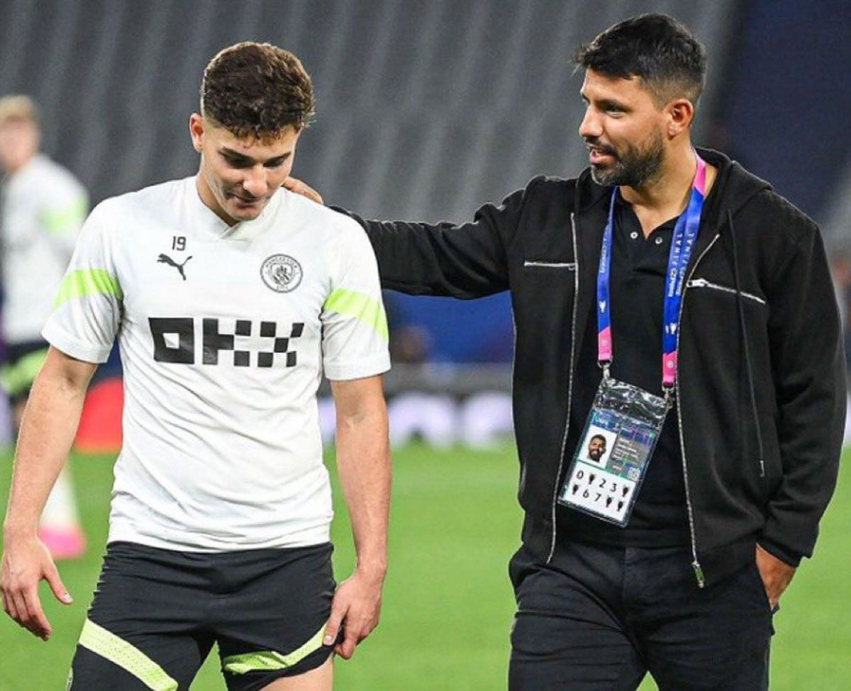 Julián y el Kun en el entrenamiento del City Julián y el Kun en el entrenamiento del City
