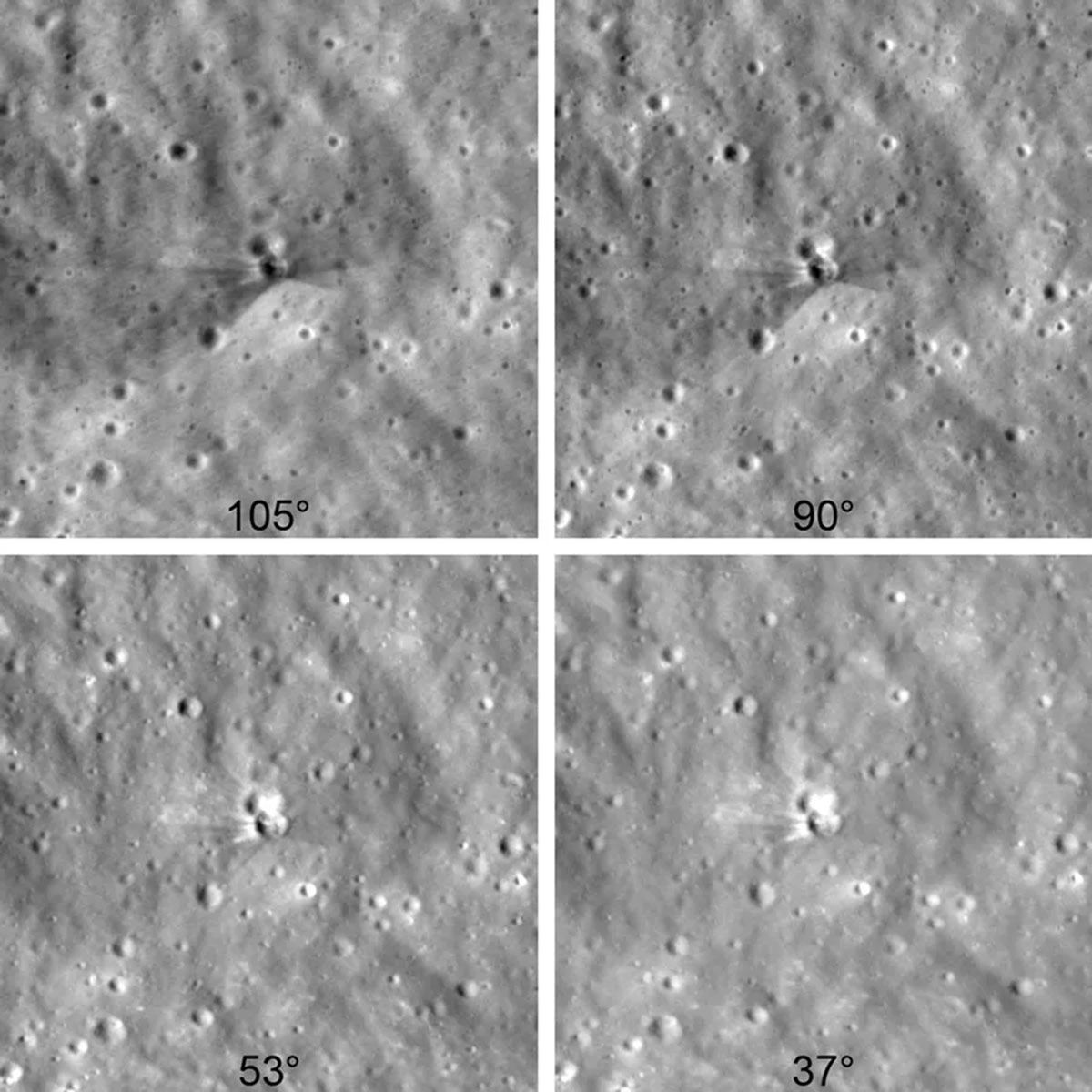 Composici&oacute;n de fotograf&iacute;as cedidas por NASA Goddard e Intuitive Machines del 11 y 12 de agosto captadas por la c&aacute;mara de &aacute;ngulo estrecho de la sonda Lunar Reconnaissance Orbiter.&nbsp;