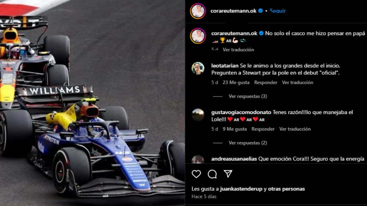 Cora Reutemann se mostró muy agradecida y emocionada por el homenaje que le hizo Franco Colapinto a su papá, al usar un casco como el del Lole en el GP de México. Cora Reutemann se mostró muy agradecida y emocionada por el homenaje que le hizo Franco Colapinto a su papá, al usar un casco como el del Lole en el GP de México.