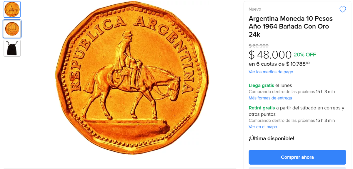 Así es la moneda de 10 pesos que vale $48.000 Así es la moneda de 10 pesos que vale $48.000