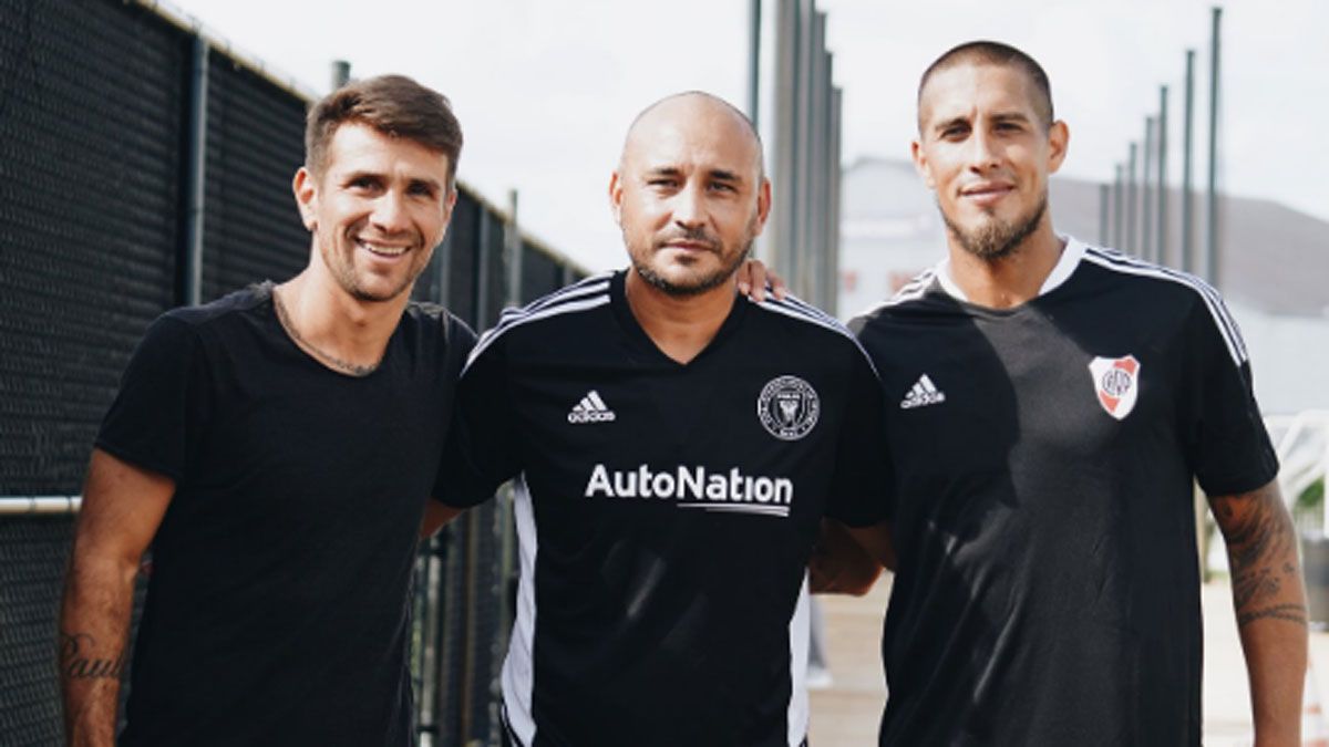 Leonardo Ponzio está con River en Miami y junto a Maidana se encontraron con el Lobo Ledesma
