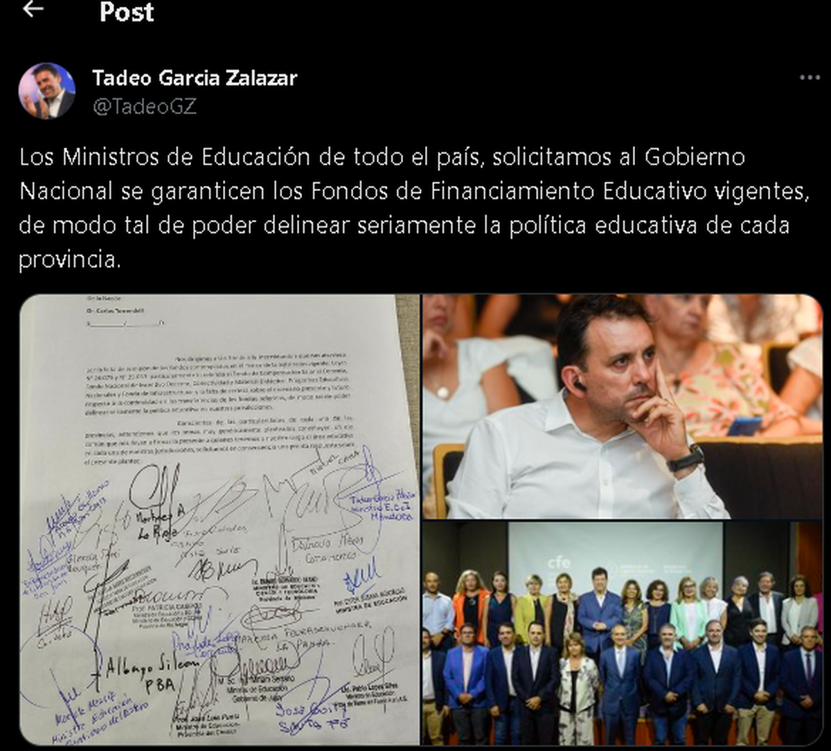 La nota presentada al secretario de Educación de la Nación. La nota presentada al secretario de Educación de la Nación.