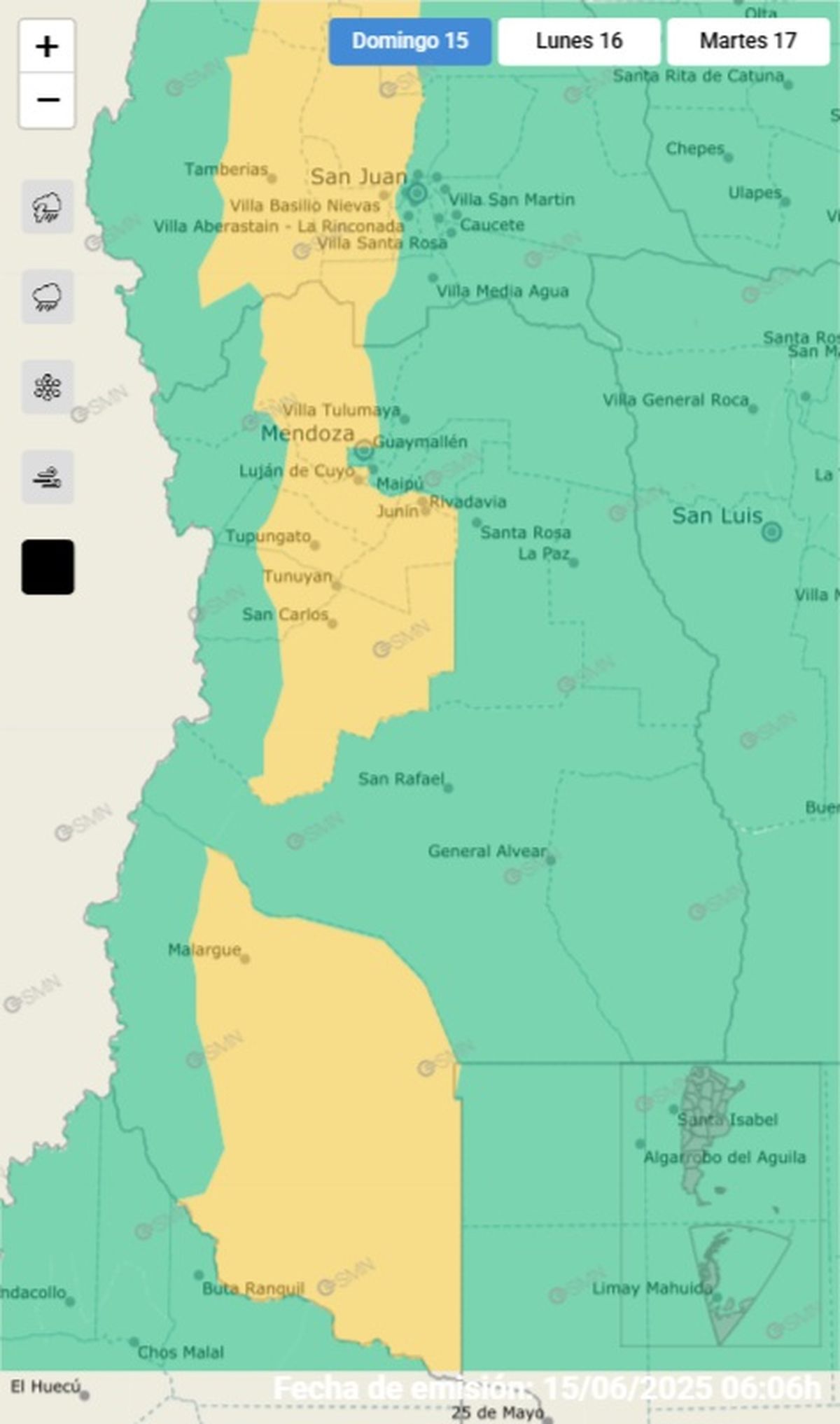 Estas son las áreas en alerta este domingo Estas son las áreas en alerta este domingo