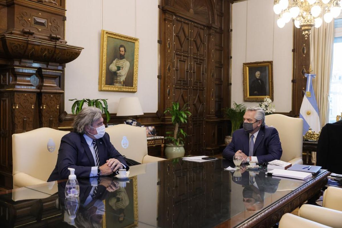 En Casa Rosada. José Luis Ramón con el presidente Alberto Fernández.