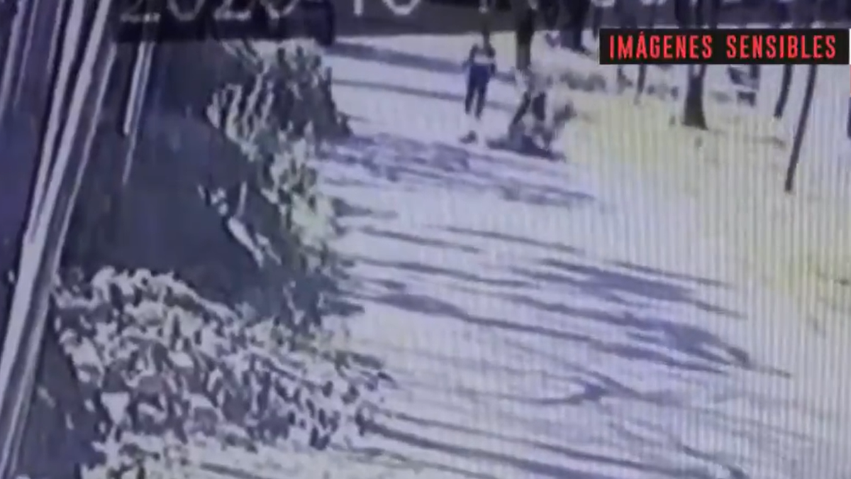 El ladrón tendido en el piso tras recibir el impacto.