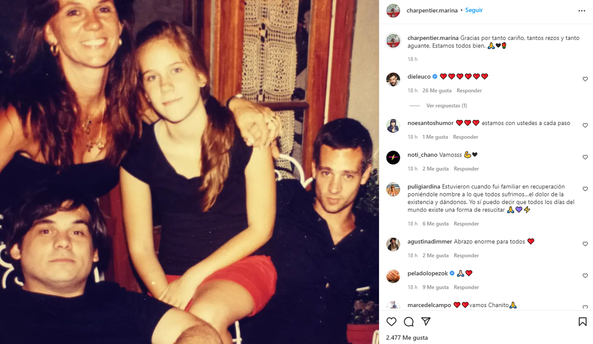 Marina subió una foto en la que se la ve junto a sus tres hijos: Chano, Bambi y Samantha.