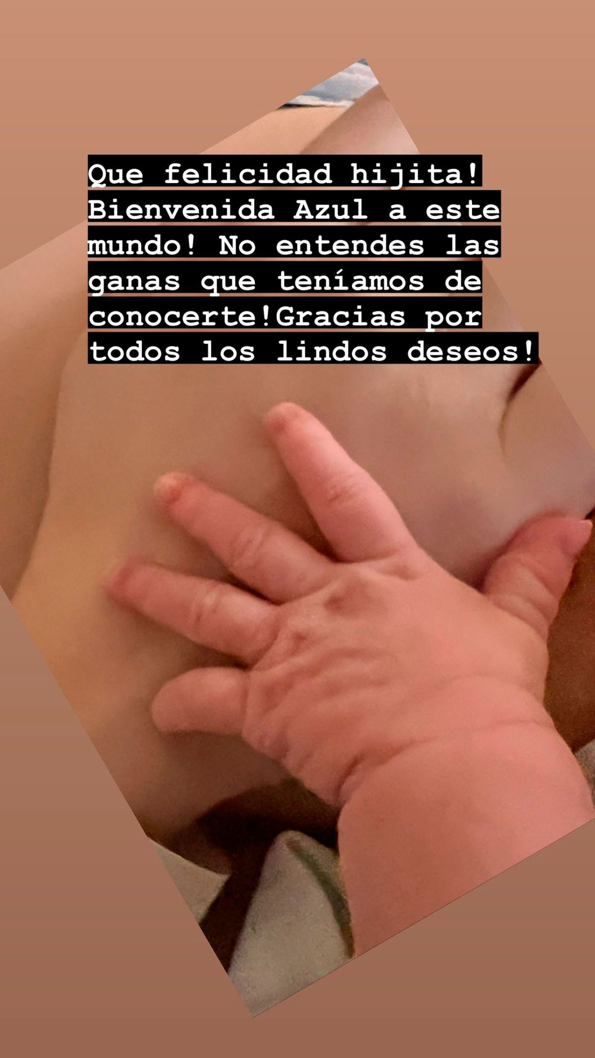 La publicación de Dalma en su cuenta de Instagram por la llegada de Azul.