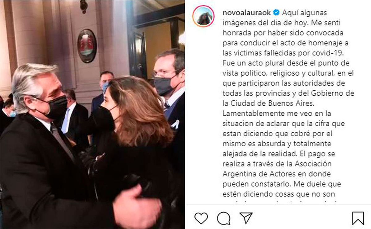 Laura Novoa habló de lo que cobró en el acto del Gobierno