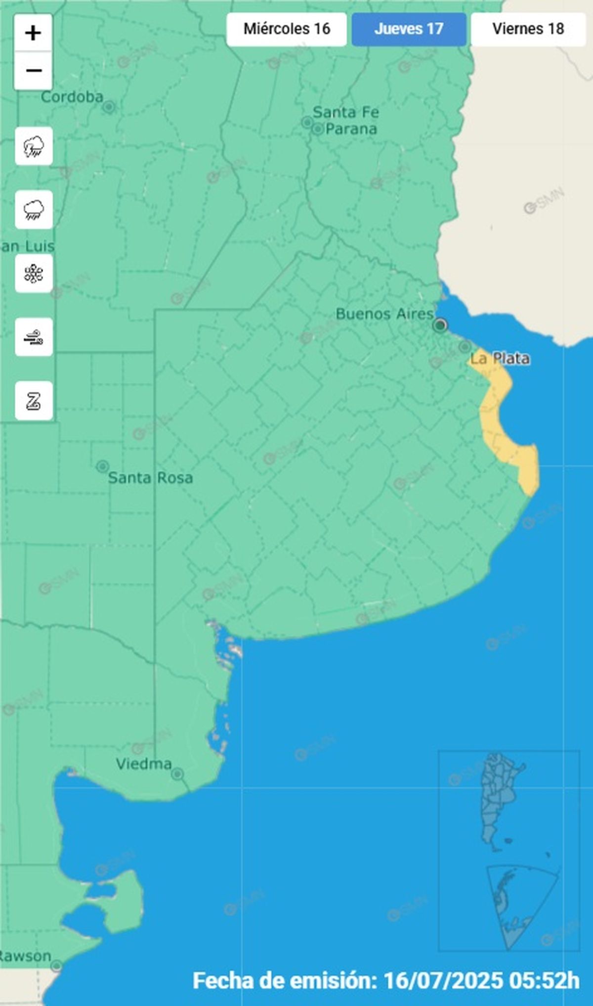Esta es la única zona afectada este jueves Esta es la única zona afectada este jueves