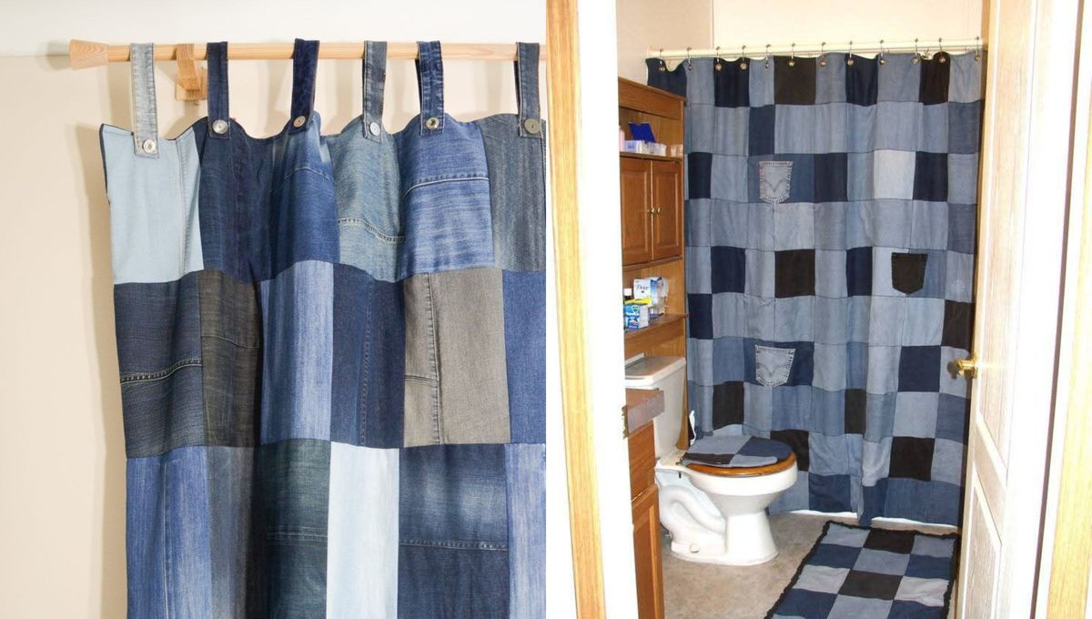 Con unos jeans viejos y un truco: cómo coser una cortina rústica para la ducha
