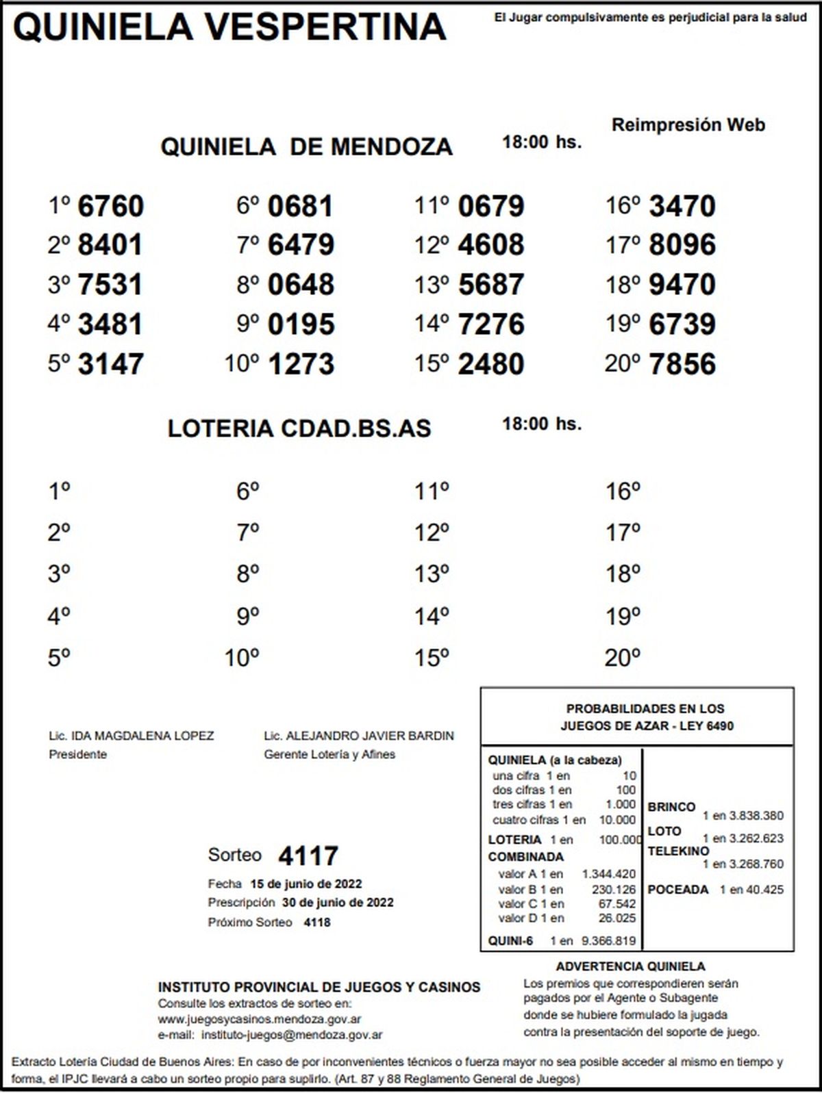 La quiniela 15 resultados