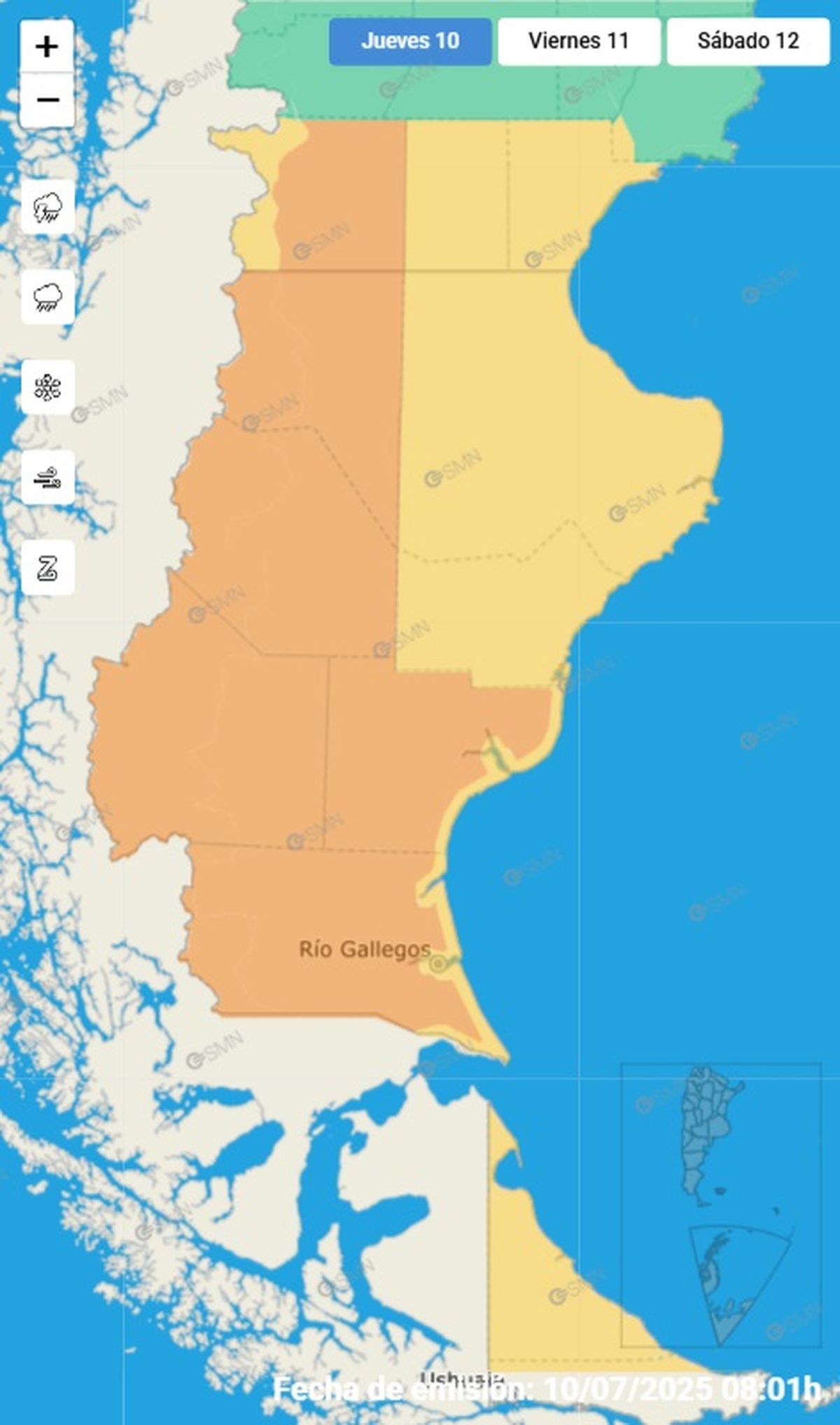 Esta es la única provincia afectada por lluvia, nevadas y vientos Esta es la única provincia afectada por lluvia, nevadas y vientos