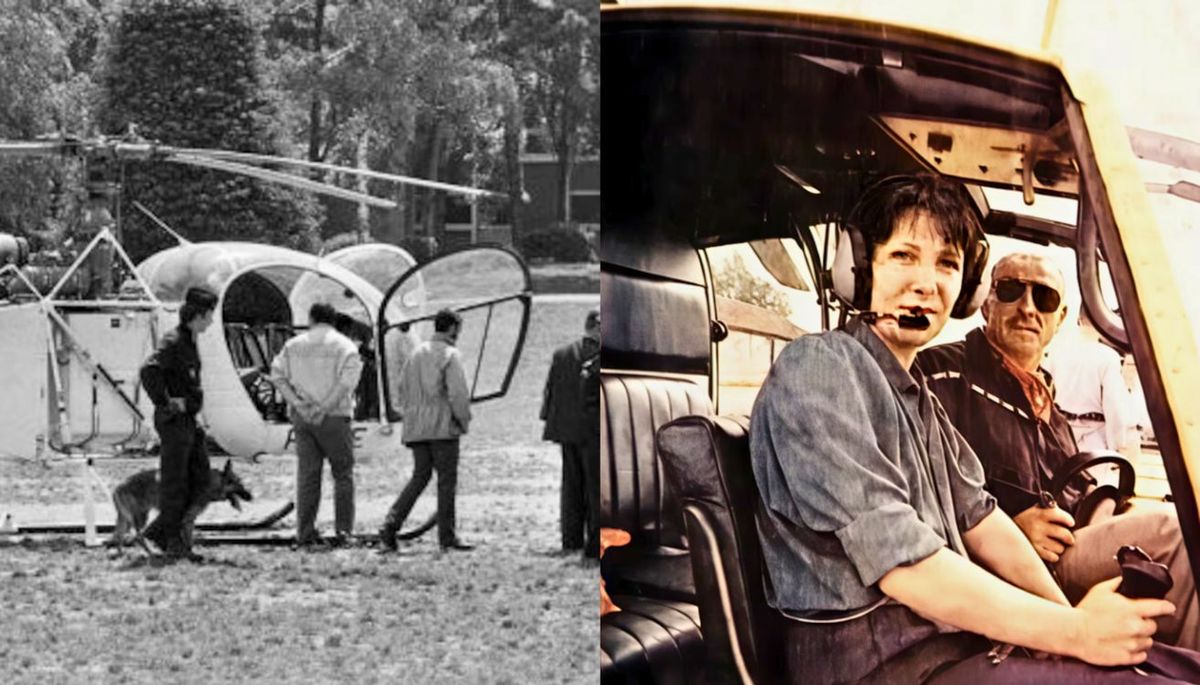 Nadine Vaujour aprendió a pilotear un helicóptero e incluso obtuvo su permiso. Nadine Vaujour aprendió a pilotear un helicóptero e incluso obtuvo su permiso.