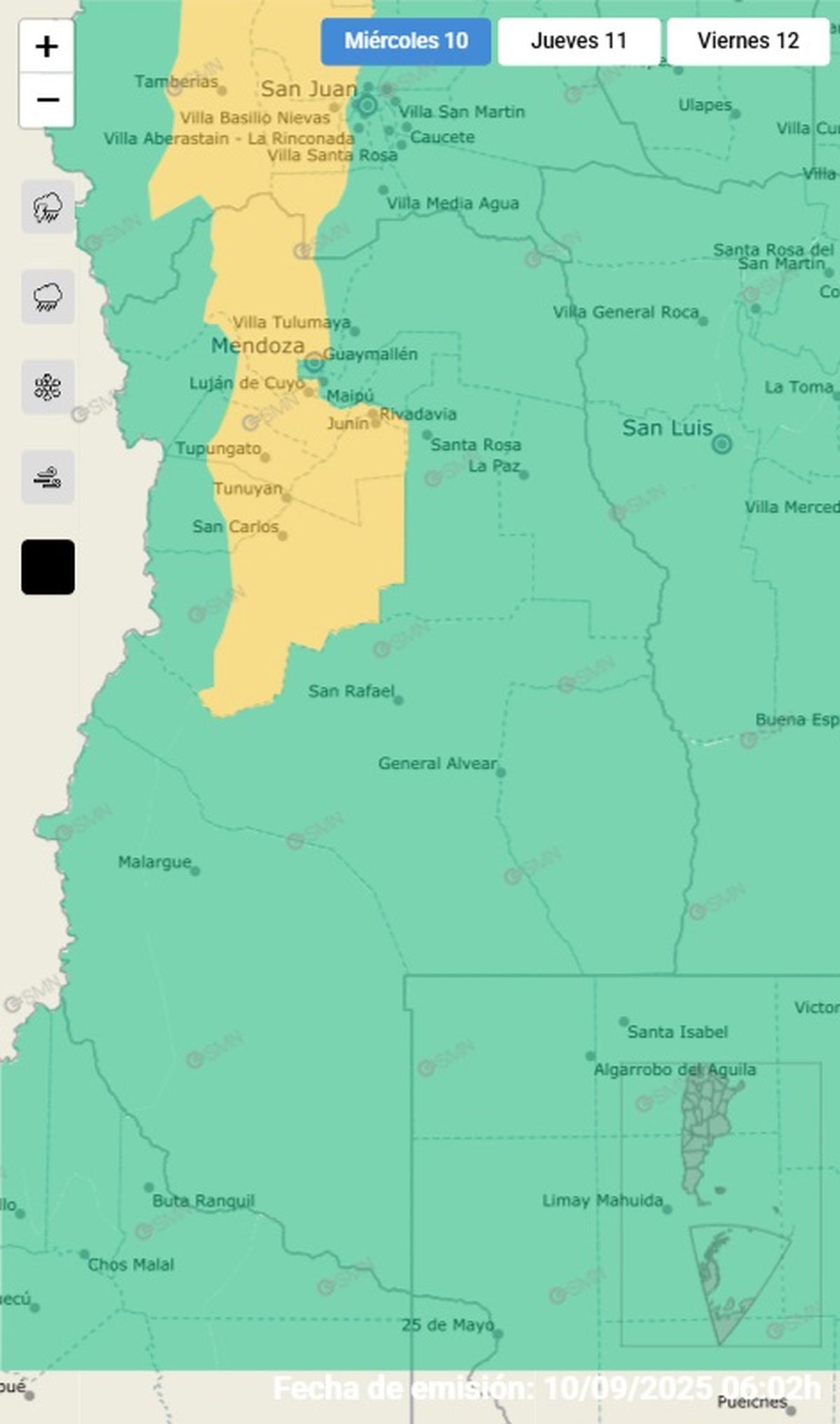 Estas son las zonas afectadas por el Zonda Estas son las zonas afectadas por el Zonda 