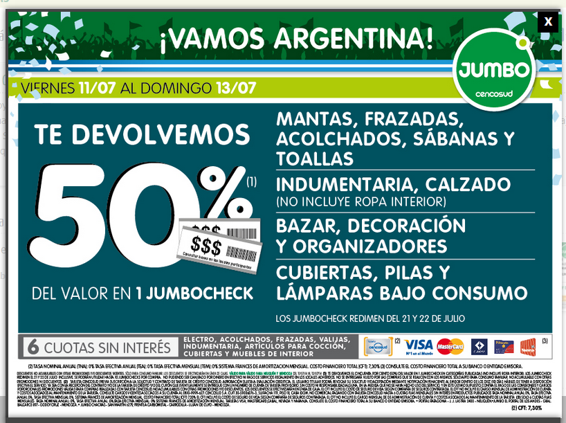 50% en mantas, indumentaria, bazar y cubiertas.