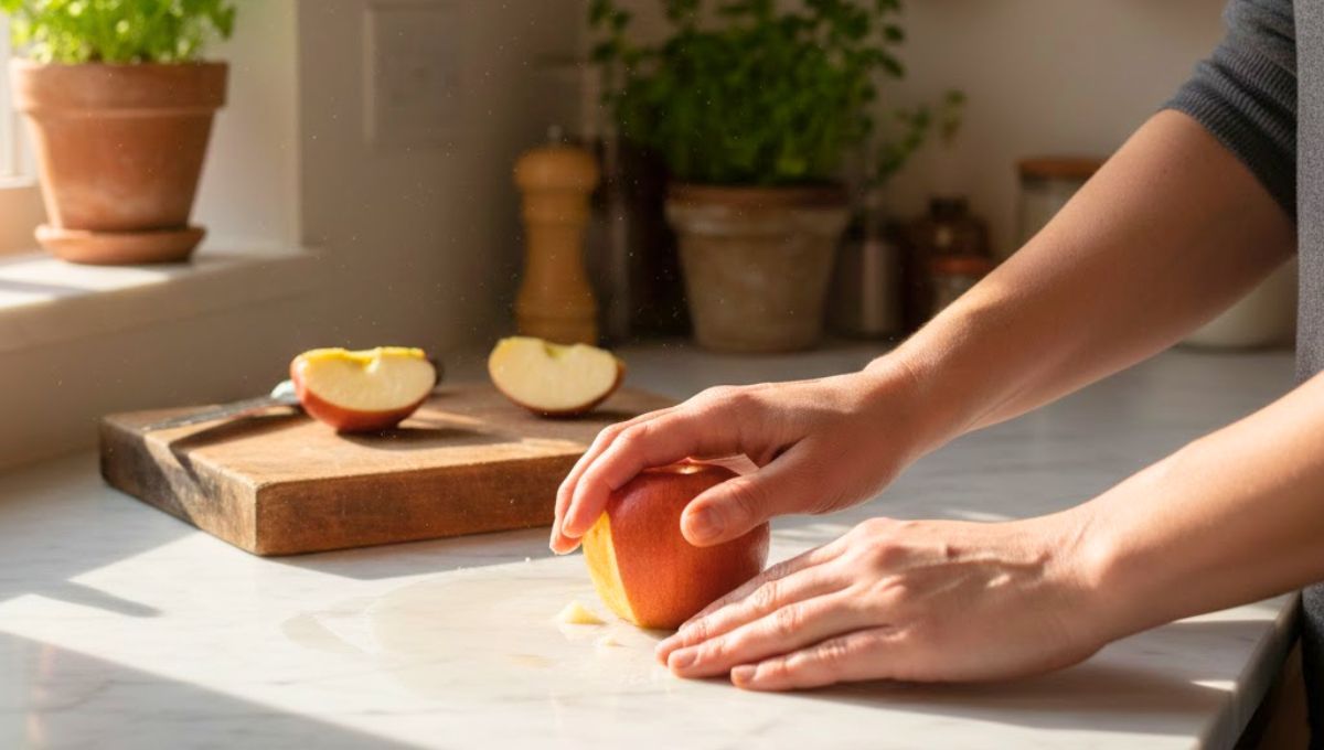 Frotar una manzana por la mesada de la cocina: por qué recomiendan hacerlo y para qué sirve