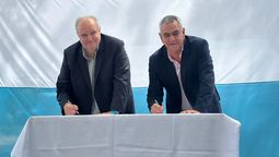 El nuevo presidente de&nbsp; Corporación Vitivinícola Argentina (Coviar), Fabián Ruggeri y el intendente de la municipalidad de Lavalle, Edgardo Arnaldo González, firmaron el convenio.