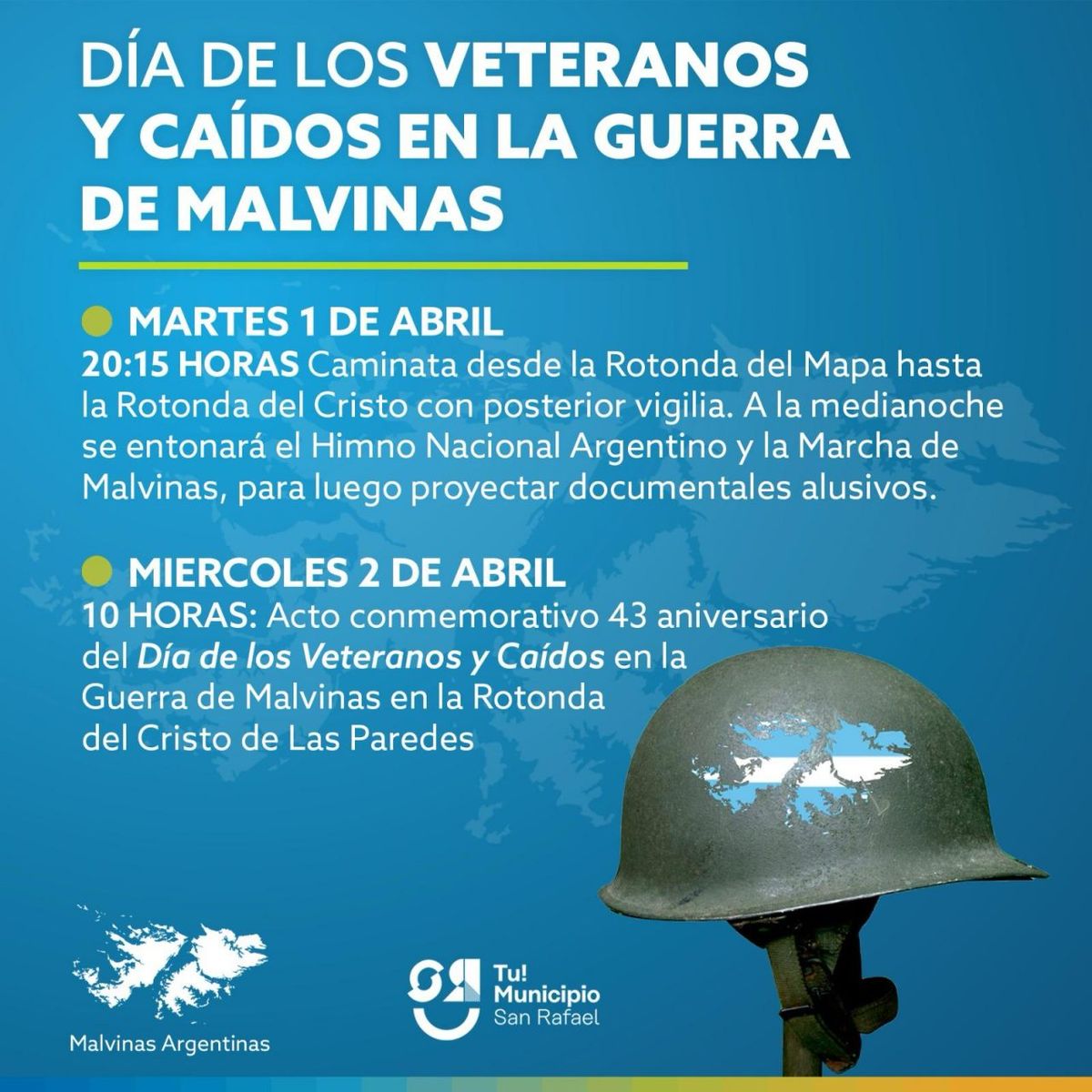 El comunicado de San Rafael por los actos por el día de los Veteranos y Caídos en la Guerra de Malvinas. El comunicado de San Rafael por los actos por el día de los Veteranos y Caídos en la Guerra de Malvinas.