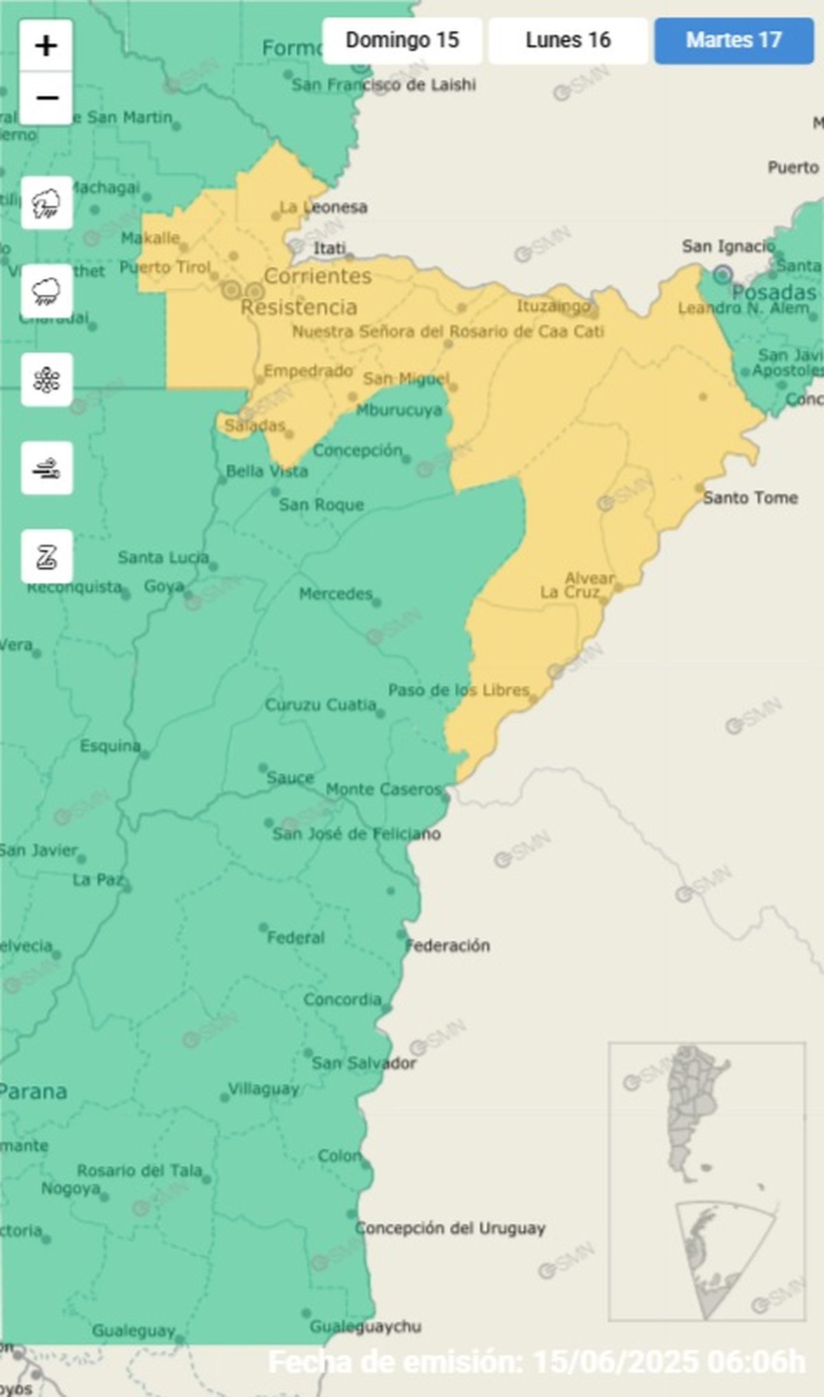 Esa es la provincia que se encuentra en alerta Esa es la provincia que se encuentra en alerta