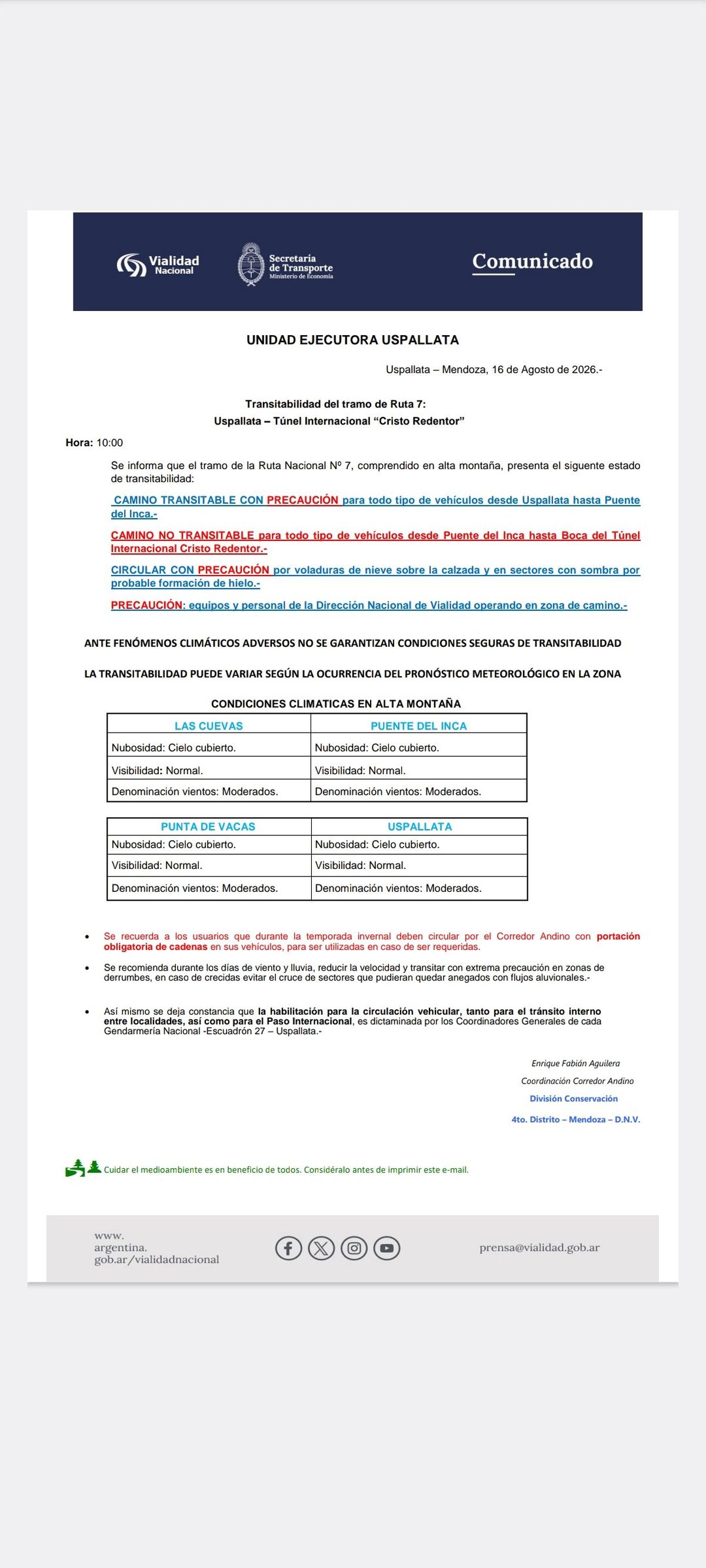 El comunicado que publicó en sus redes Osvaldo Valle. El comunicado que publicó en sus redes Osvaldo Valle.