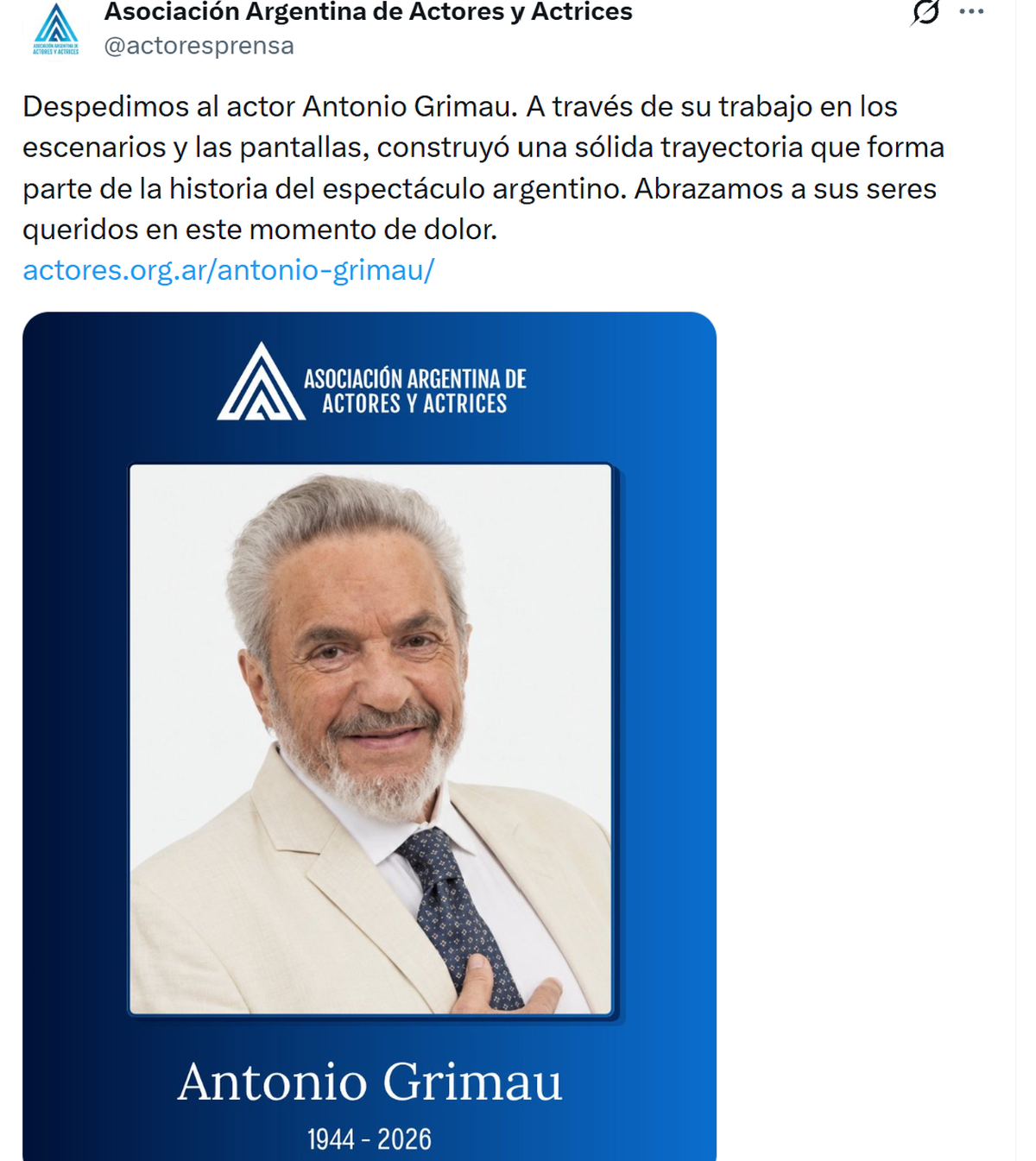 Comunicado de la Asociación Argentina de Actores y Actrices. Comunicado de la Asociación Argentina de Actores y Actrices.