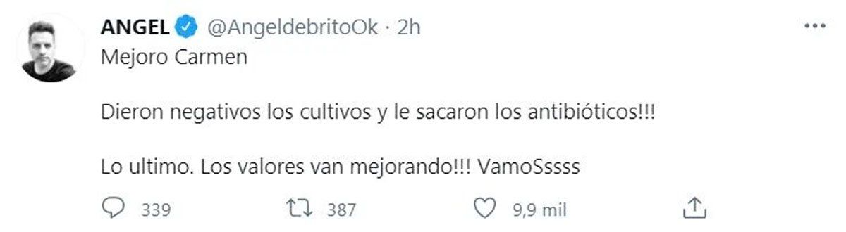 Después de que fuera inducida a un coma farmacológico, Carmen Barbieri presentó una leve mejoría. Qué dijo Fede Bal en el último parte: sigue en terapia y en coma