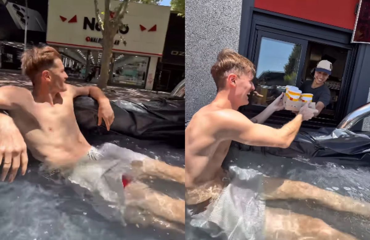 El ruso Parviz en la plieta de su camioneta.