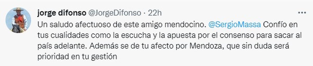 Tras conocer el nombramiento de Massa, Difonso no tardó en saludarlo.