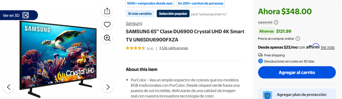 Televisor Samsung de oferta en Walmart. Televisor Samsung de oferta en Walmart.
