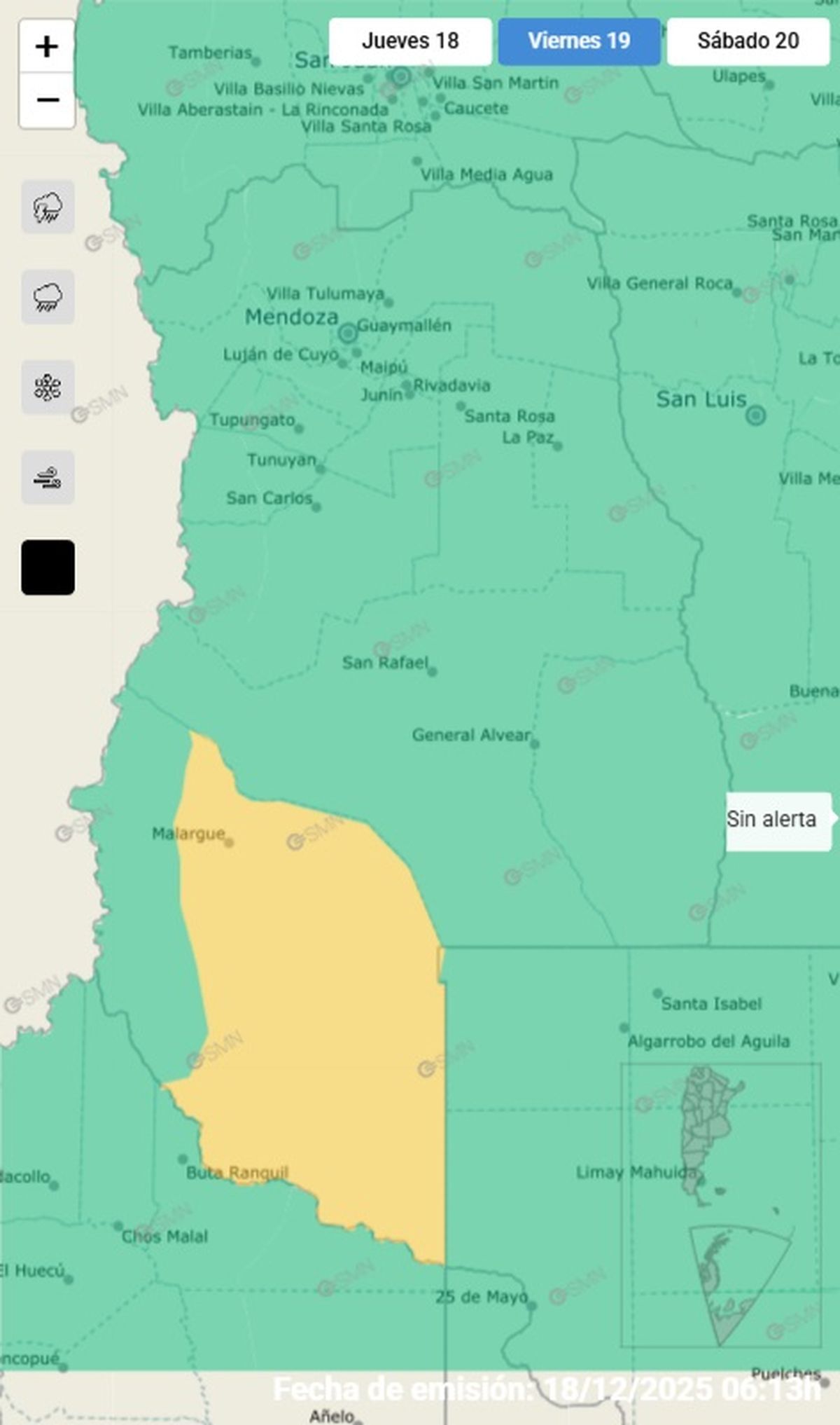 Este es el departamento afectado este viernes.