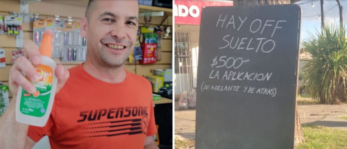 Repelente fraccionado. Un comerciante cobra $500 la aplicación de repelente para los mosquitos.