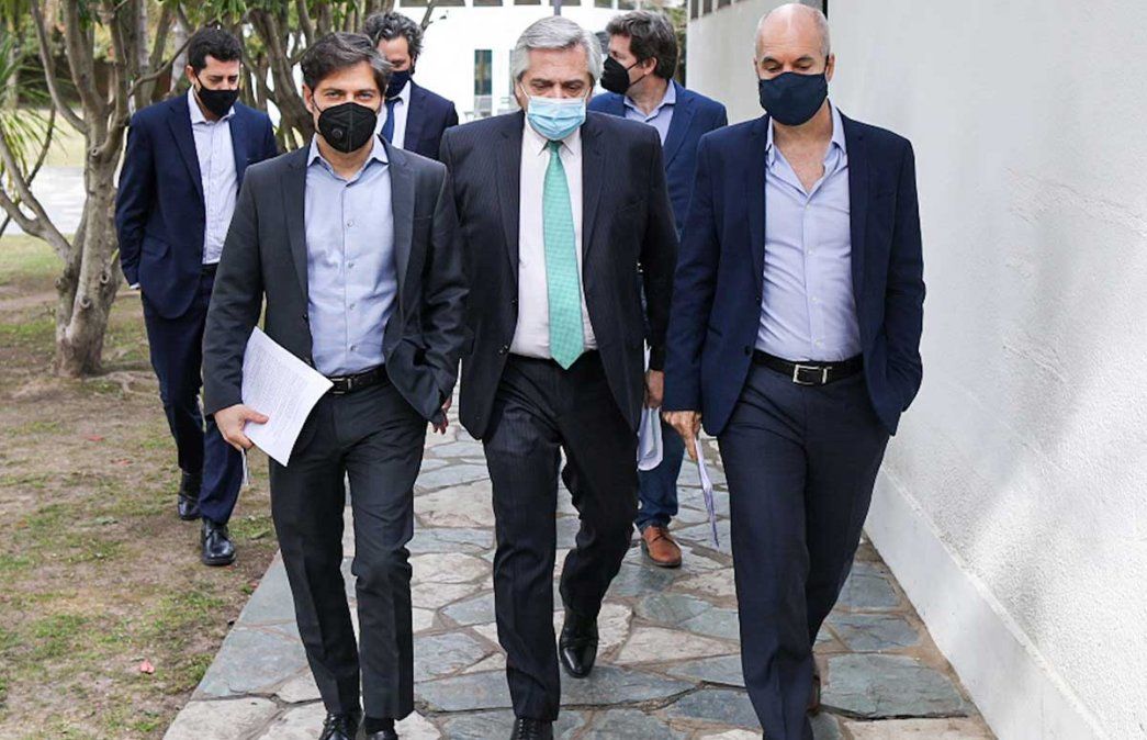 Alberto Fernández convocó al jefe de Gobierno porteño, Rodríguez Larreta, y al gobernador bonaerense Axel Kicillof, por el aumento de contagios de Covid-19. Foto: NA.