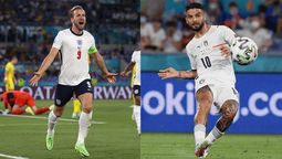 Harry Kane, de Inglaterra y Lorenzo Insigne, de Italia. Se medirán en la final de la Eurocopa 2021.