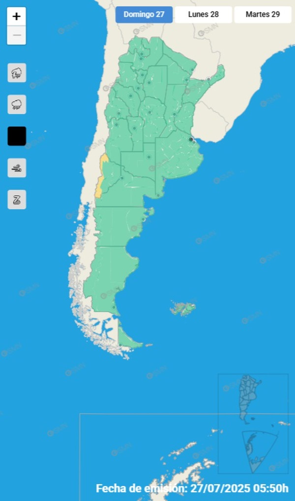 Esta es la única provincia afectada este domingo Esta es la única provincia afectada este domingo